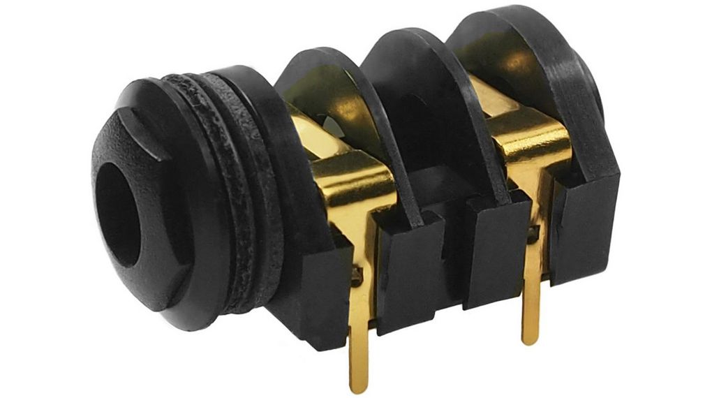 Audio Connector, Socket, Mono, Right Angle, 6.35 mm, Pack of 5 pieces